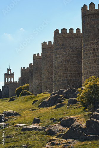 View to The Walls of Avila historic city. Spain