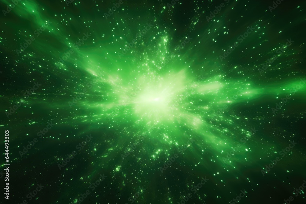 Abstract glowing green light effect with sparkling rays Abstract glowing green light effect with sparkling rays