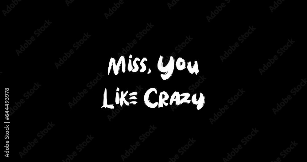 Miss, You Like Crazy Effect of Grunge Transition Bold Text Typography Animation on Black Background Miss, You Like Crazy Effect of Grunge Transition Bold Text Typography Animation on Black Background