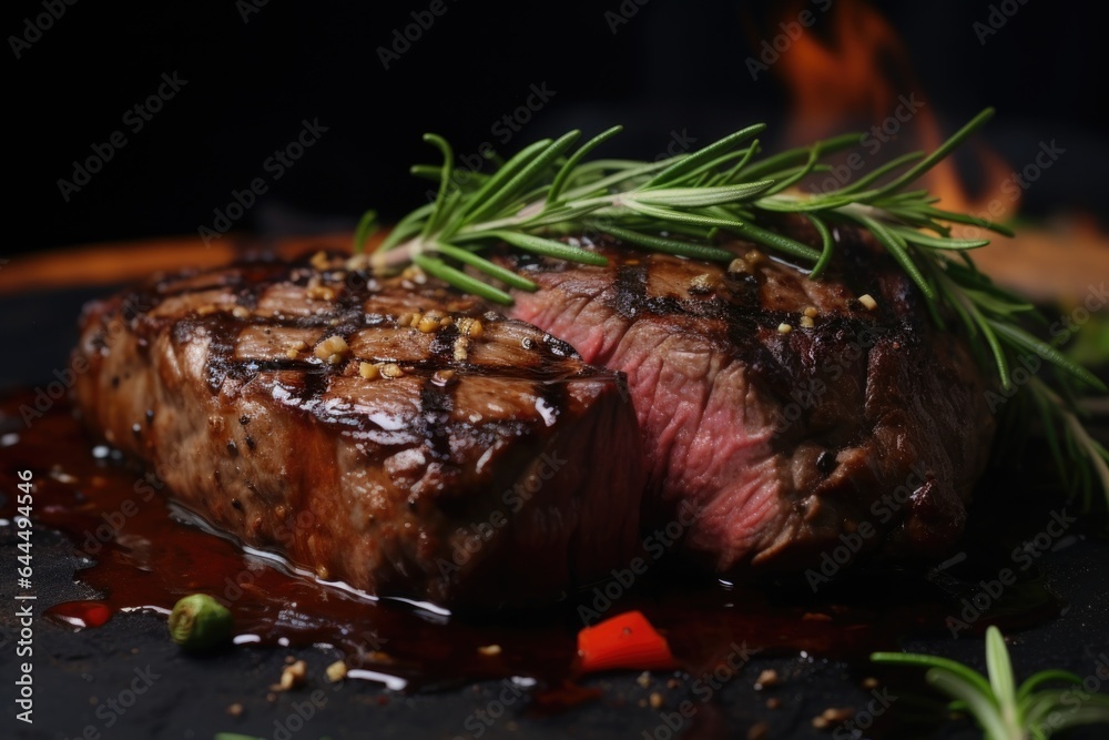 Grilled tenderloin steak with rosemary