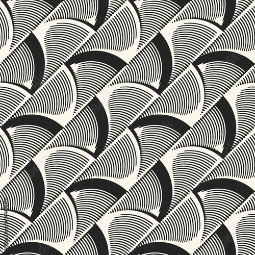 Monochrome Striped Textured Broken Wave Pattern