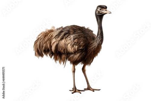 Beautiful Ostrich Isolated on a Transparent PNG Background. Generative Ai