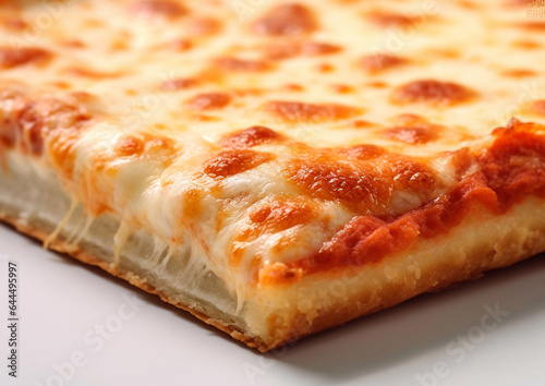 Slice of tasty margarita four cheese pizza.Macro.AI Generative