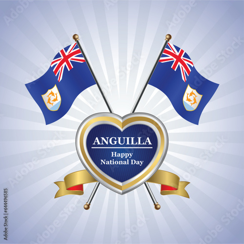 Anguilla flag Happy National Day with heart