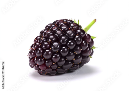 Macro blackberry berry fruit on white background.Ai Generative.