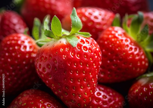 Wallpaper Mural Macro fresh ripe strawberries in tray.AI Generative. Torontodigital.ca