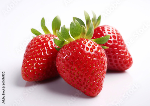 Strawberries sweet fresh berries on white background.Macro.AI Generative.