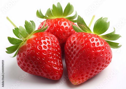 Strawberries sweet fresh berries on white background.Macro.AI Generative.