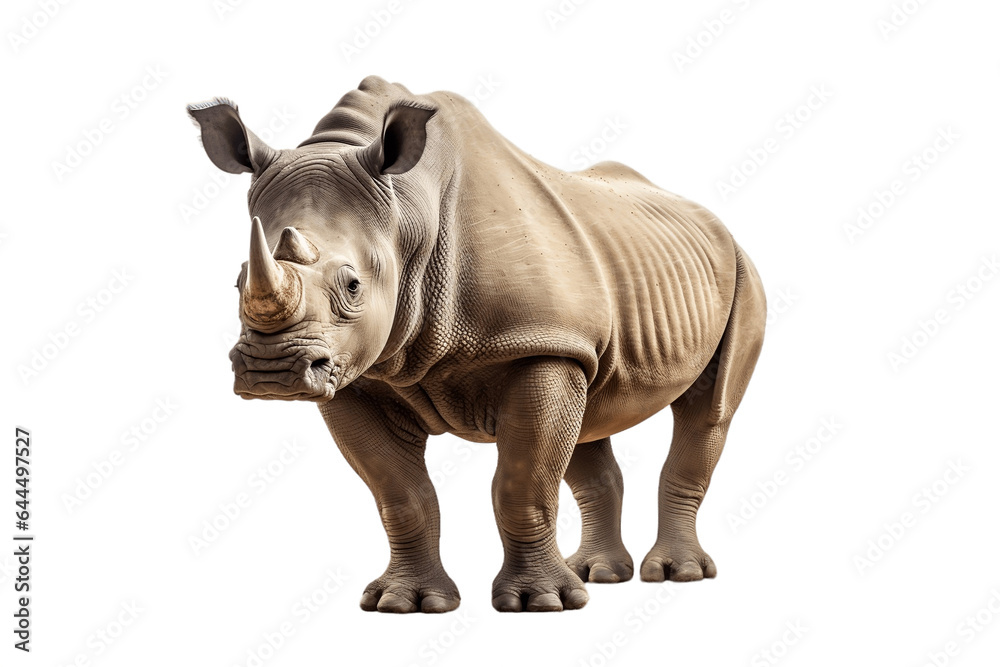 Rhinoceros Isolated on a Transparent PNG Background. Generative Ai