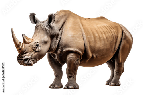 Rhinoceros portrait Isolated on a Transparent PNG Background. Generative Ai