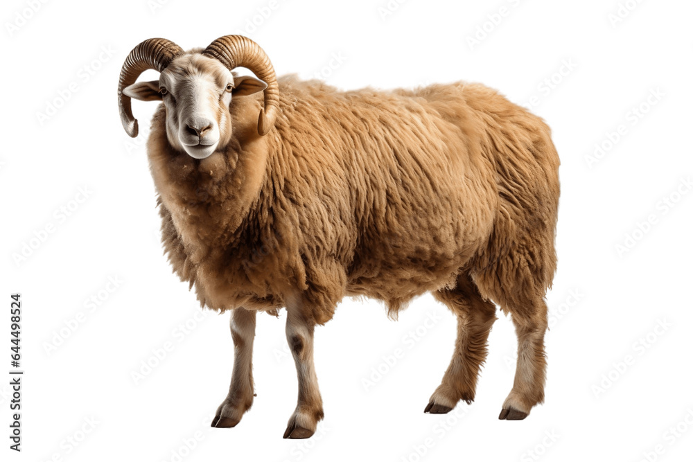 Beautiful sheep Isolated on a Transparent PNG Background, Render. Generative Ai