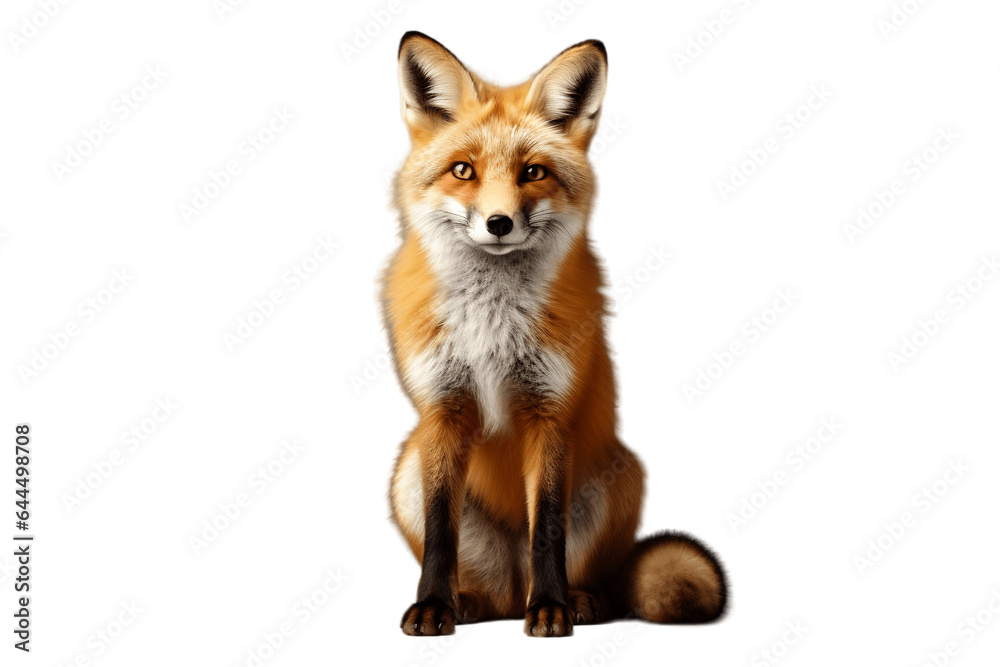 Fox Portrait Isolated on a Transparent PNG Background, Render. Generative Ai