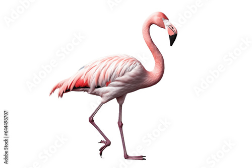 Flamingo Portrait Isolated on a Transparent PNG Background  Render. Generative Ai