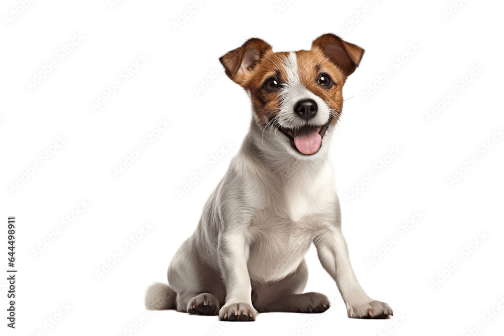 Happy Dog Portrait Isolated on a Transparent PNG Background , Render. Generative Ai