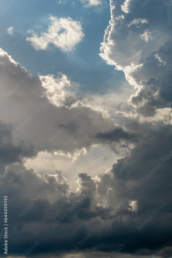 Dramatic sky with grey clouds over the city before the storm. Weather before or after a storm. Dramatic sky with grey clouds over the city before the storm. Weather before or after a storm.