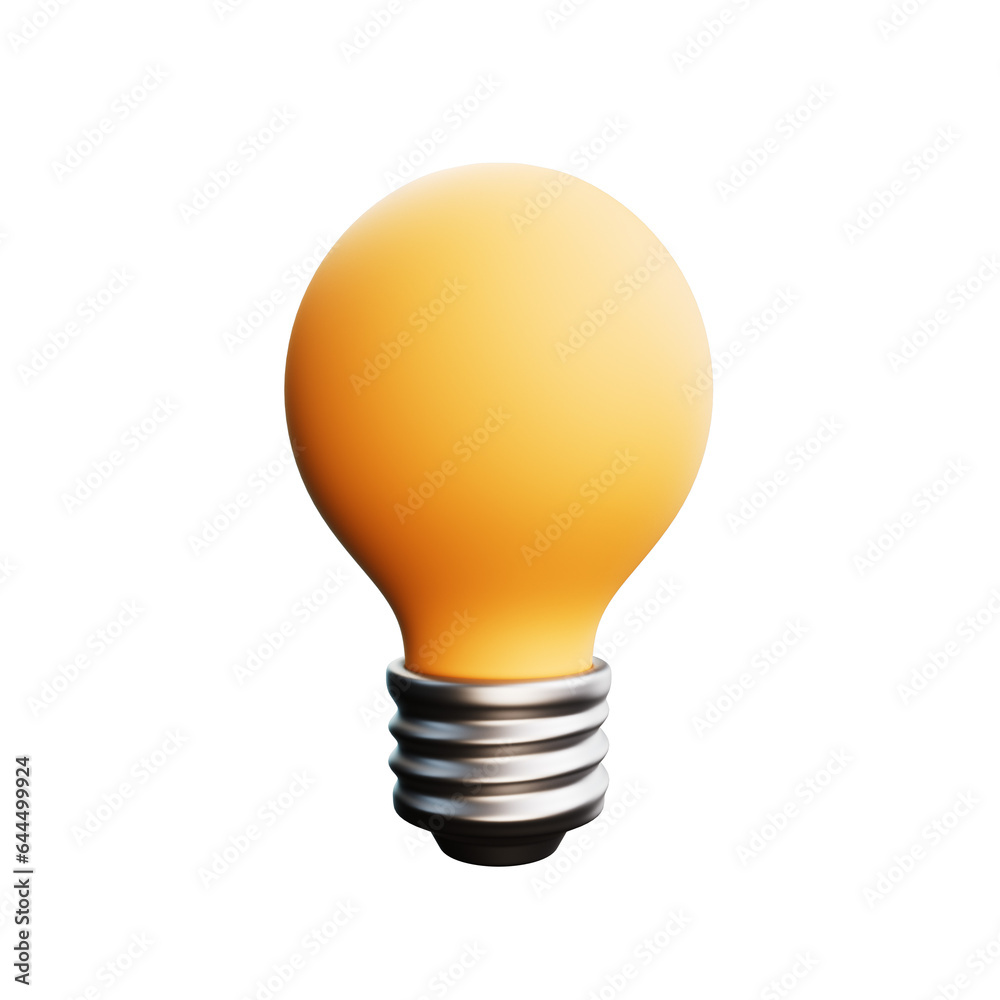Light bulb isolated on white background. 3D realistic illustration in minimal modern cartoon style. 3D illustration Light bulb isolated on white background. 3D realistic illustration in minimal modern cartoon style. 3D illustration