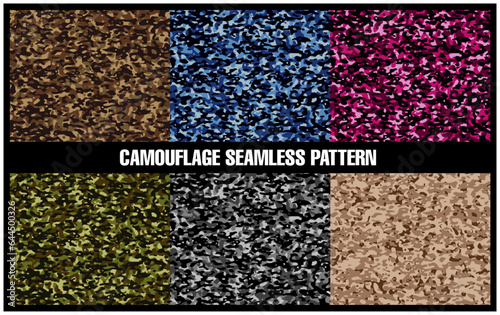 6種類のシームレスな迷彩柄スウォッチ背景素材