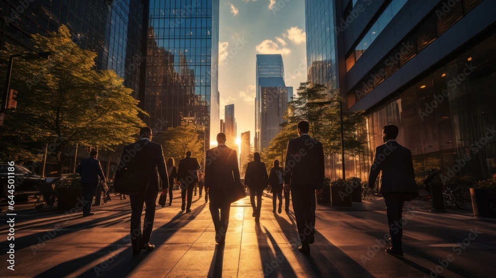 Dense crowd going to work at first light of the morning