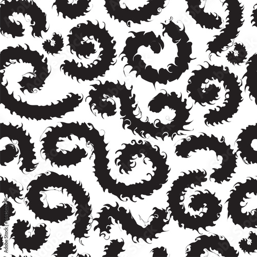 Vector seamless pattern. Abstract texture with bold monochrome wavy stripes. Creative background with distorted lines.