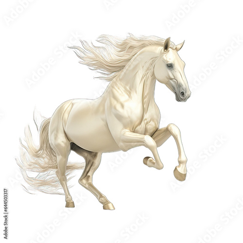 white horse rearing up on its hind legs isolated on a transparent background, PNG horse.