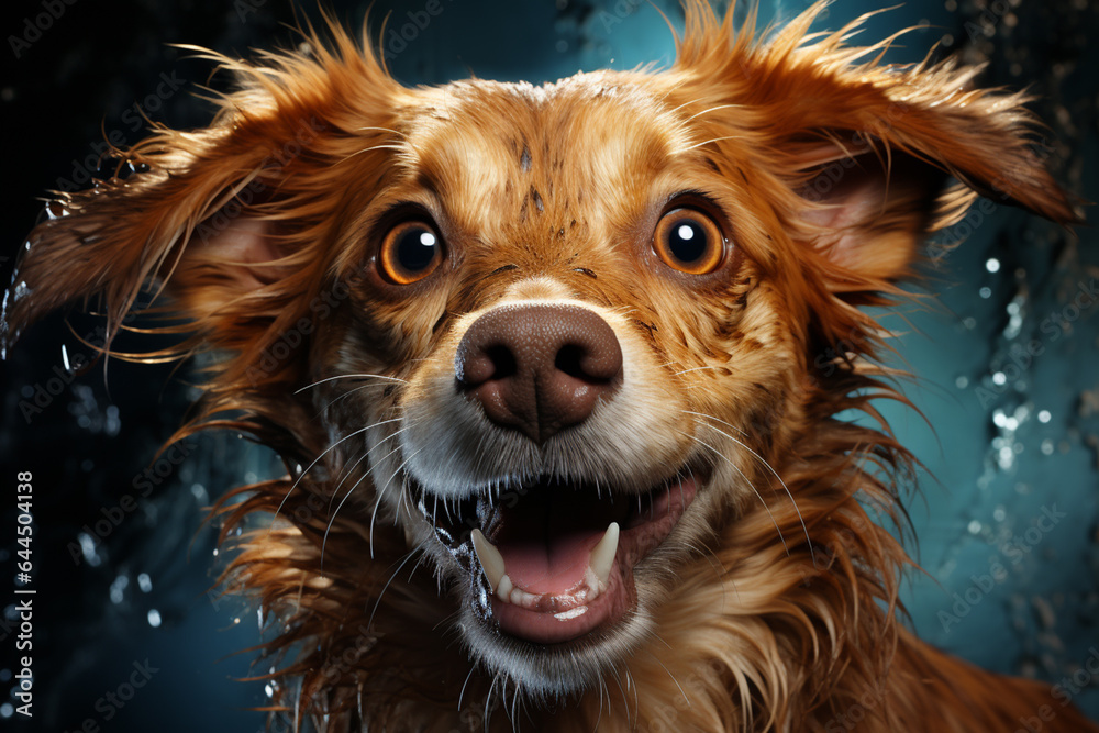 portrait of smiling fluffy adorable dog