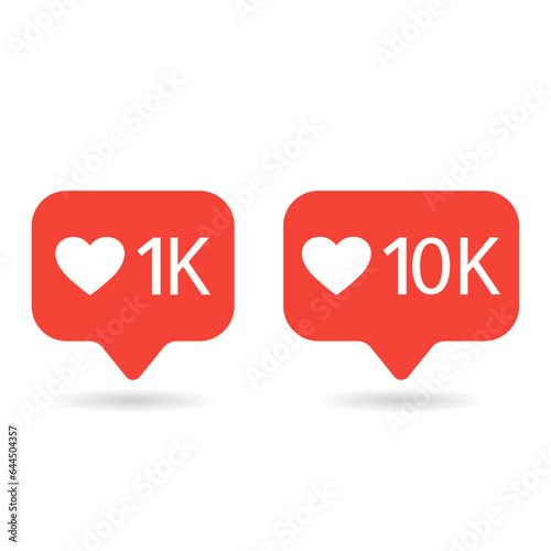 Social media notifications icon. Like icon vector. Vector social media bubble icons.
