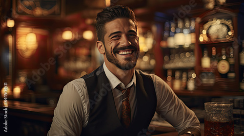 a bartender in a rustic cocktail bar.