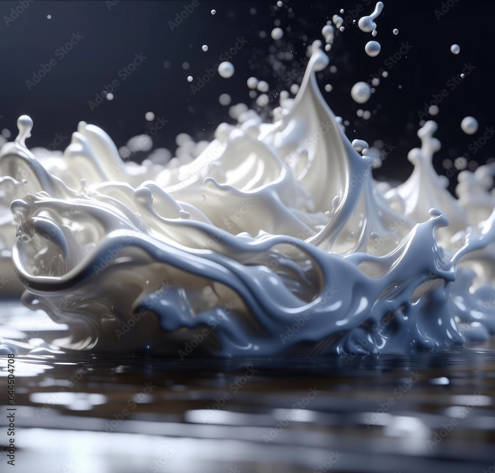 White and dark color tone pure milk splash background illustration with photo quality.