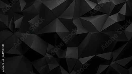 Black Abstract Geometric Background: Mesmerizing Polygons Craft a Modern Visual Delight, advertisement, wallpaper, banner