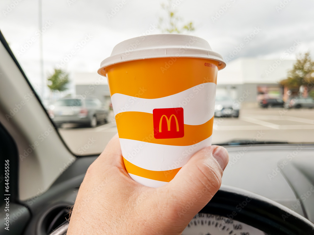 Small McDonald's Branded Paper Cup Beverage as a Thirst Quencher in the ...