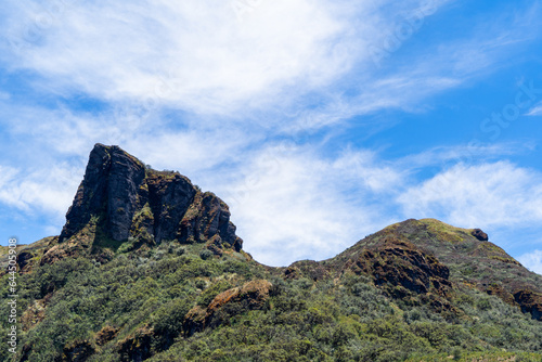 Andes mountains with blue sky and beautiful clouds.