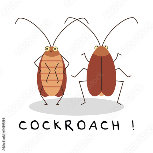 Standing cockroaches flat style, vector illustration