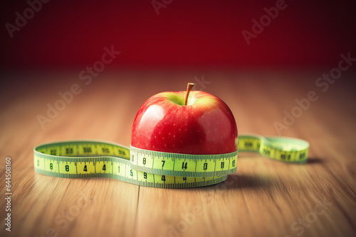 A vivid green apple, wrapped in a measuring tape, symbolizes the pivotal role of diet in maintaining weight and overall health