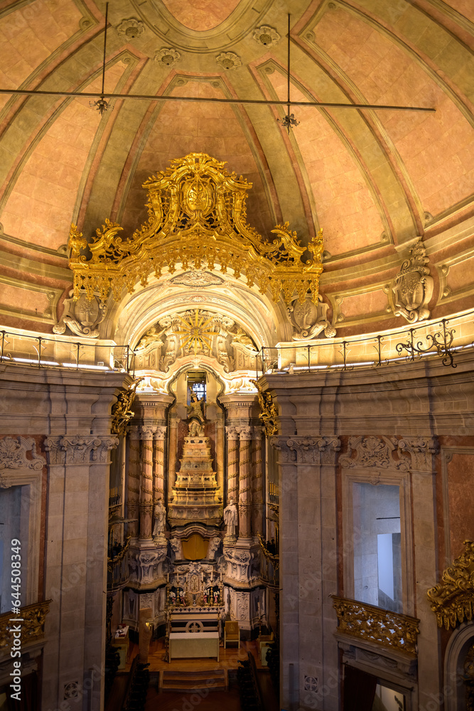 Interior of the Medieval Clerigos Church in Porto, Portugal. 