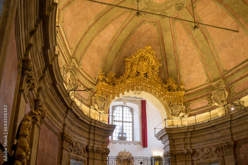 Interior of the Medieval Clerigos Church in Porto, Portugal. 