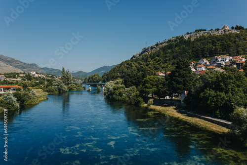 Amazing view of Trebinje city and the river in a sunny day. Travel destination in Bosnia and Herzegovina.