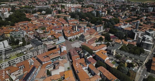 Aerial view of Saronno, a small town in Lombardy region, Varese, Italy.