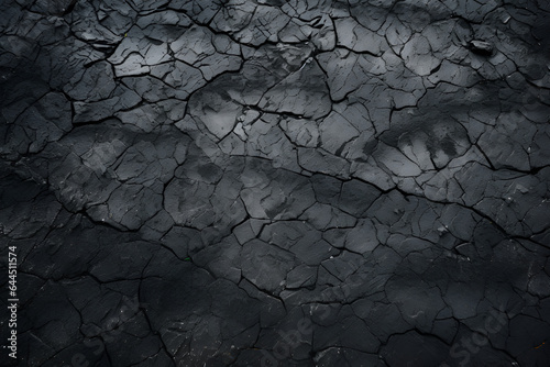 Black cracked ground texture. Abstract background for design with copy space.