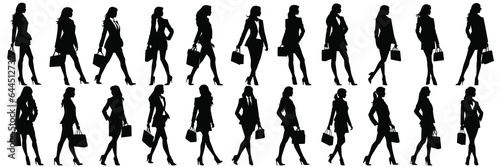 Businesswoman finance and business silhouettes set, large pack of vector silhouette design, isolated white background