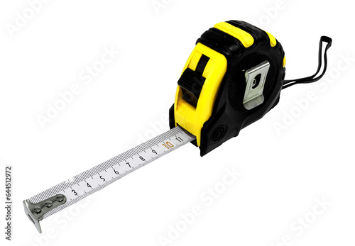 Construction measuring tape on a white background. Roulette photo