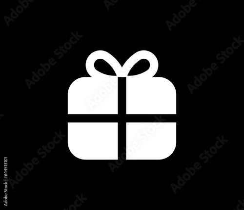 Gift icon. Vector gift box symbol. Birthday present, Christmas gift icon. White gift box icon.