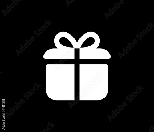 Gift icon. Vector gift box symbol. Birthday present, Christmas gift icon. White gift box icon.