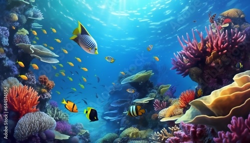 Ocean coral reef underwater. Sea world under water background © kilimanjaro 