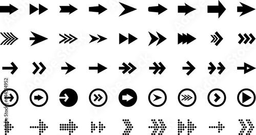arrow vector icon set for web design, cursor, click, with many options. editable
