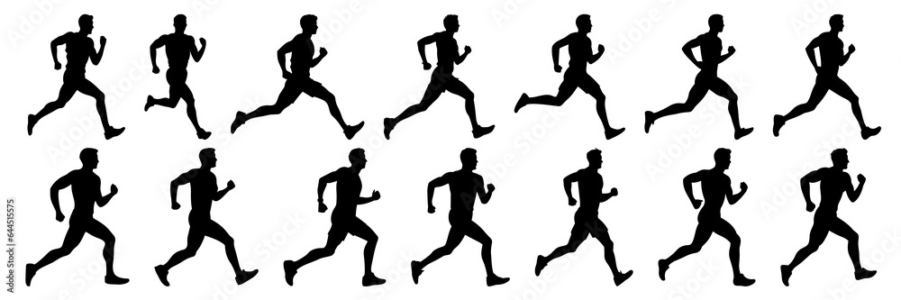 Runner  silhouettes set, large pack of vector silhouette design, isolated white background