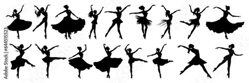 Foto Dance music silhouettes set, large pack of vector silhouette design, isolated wh