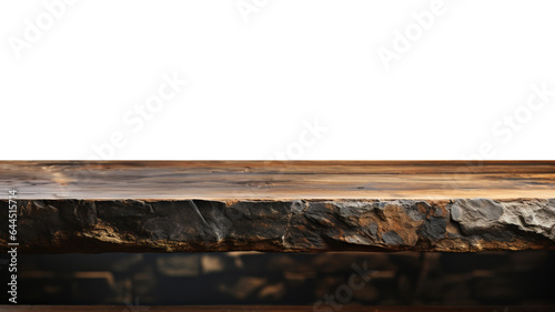 A front view of a dark gray, empty stone table with a transparent background, serves as a blank stone table mockup for product placement. 