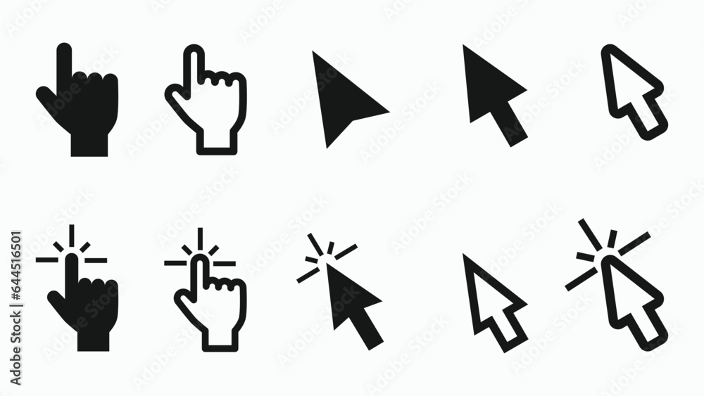 Cursor Pointer Icon and Symbol Vector Pack Editable Asset.eps Stock ...