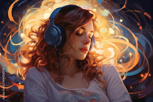 Soothing Escape: Young Girl Finding Serenity in Music