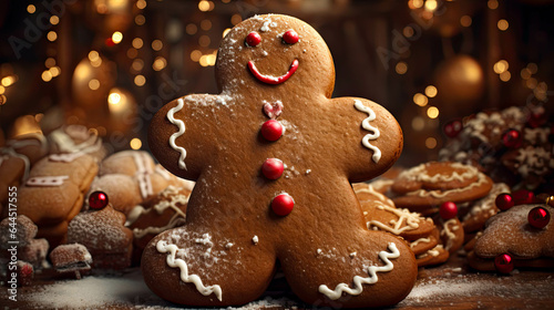 A charming Gingerbread Man, all set to be enjoyed with a glass of milk. This delightful and ornamental Christmas pastry promises a delicious treat.